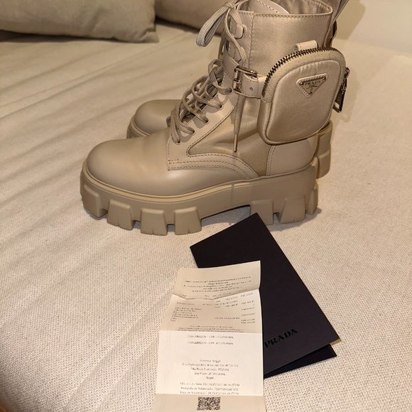 PRADA - Monolith leather and Re-Nylon boots with pouch - Picture 10 of 12